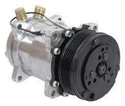 Sanden 508 Style A/C Compressor w/ 6-Rib Serpentine Clutch Pulley; Natural Finish