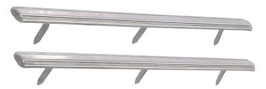 1968 Rear Arm Rest Base Moldings; Stainless Steel; 8-1/2