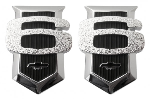 1962-1964 Nova 6-cylinder Front Fender Shield / EMBLEM (PAIR)
