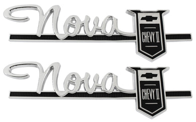 1963 Nova Rear Quarter Emblem & 1964 Front Fender Emblem (PAIR)