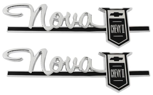 1963 Nova Rear Quarter Emblem & 1964 Front Fender Emblem (PAIR)